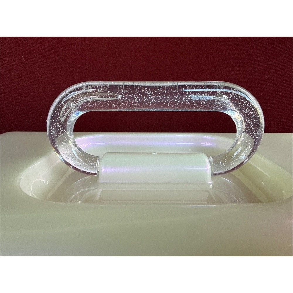 Caboodles White Opal On-The-Go Girl Retro Case Glitter-Rainbow Latch 13" - Picture 3 of 9